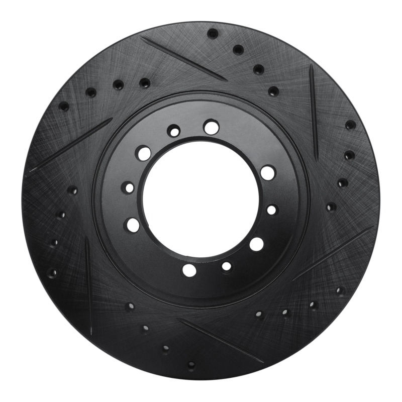 Mitsubishi Montero Sport Brake Rotor (1) - Front Right - R1 Concepts - Drilled & Slotted - Black - `90-`04